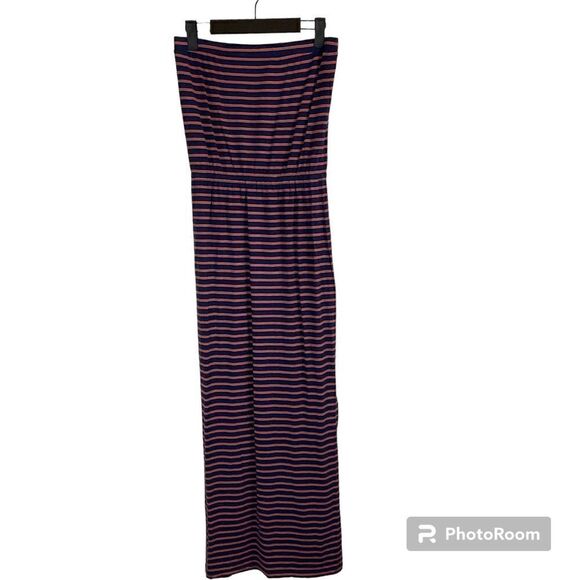 Madewell Dresses & Skirts - Madewell Womens Sz XS Weekend Blue Striped Strapless Maxi Dress Elastic Waist T2